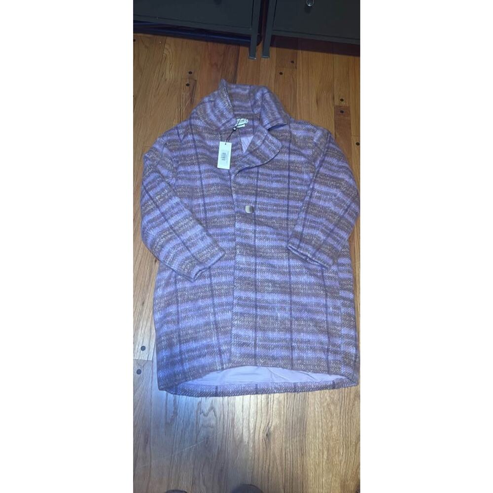 NEW Molly Bracken Mauve Checked OverCoat Sz S